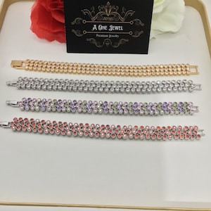 High Quality Silver/Gold Plated  CZ Diamond Bracelet, Link Chain Bracelet, Bridal Jewelry, Indian Jewelry, Wedding  Jewelry, Pakistani Jewel
