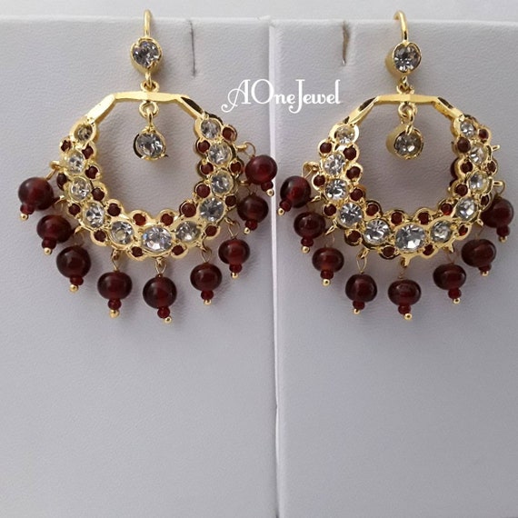 Ritzy Gold Pearl Chandbali Earrings - Explore