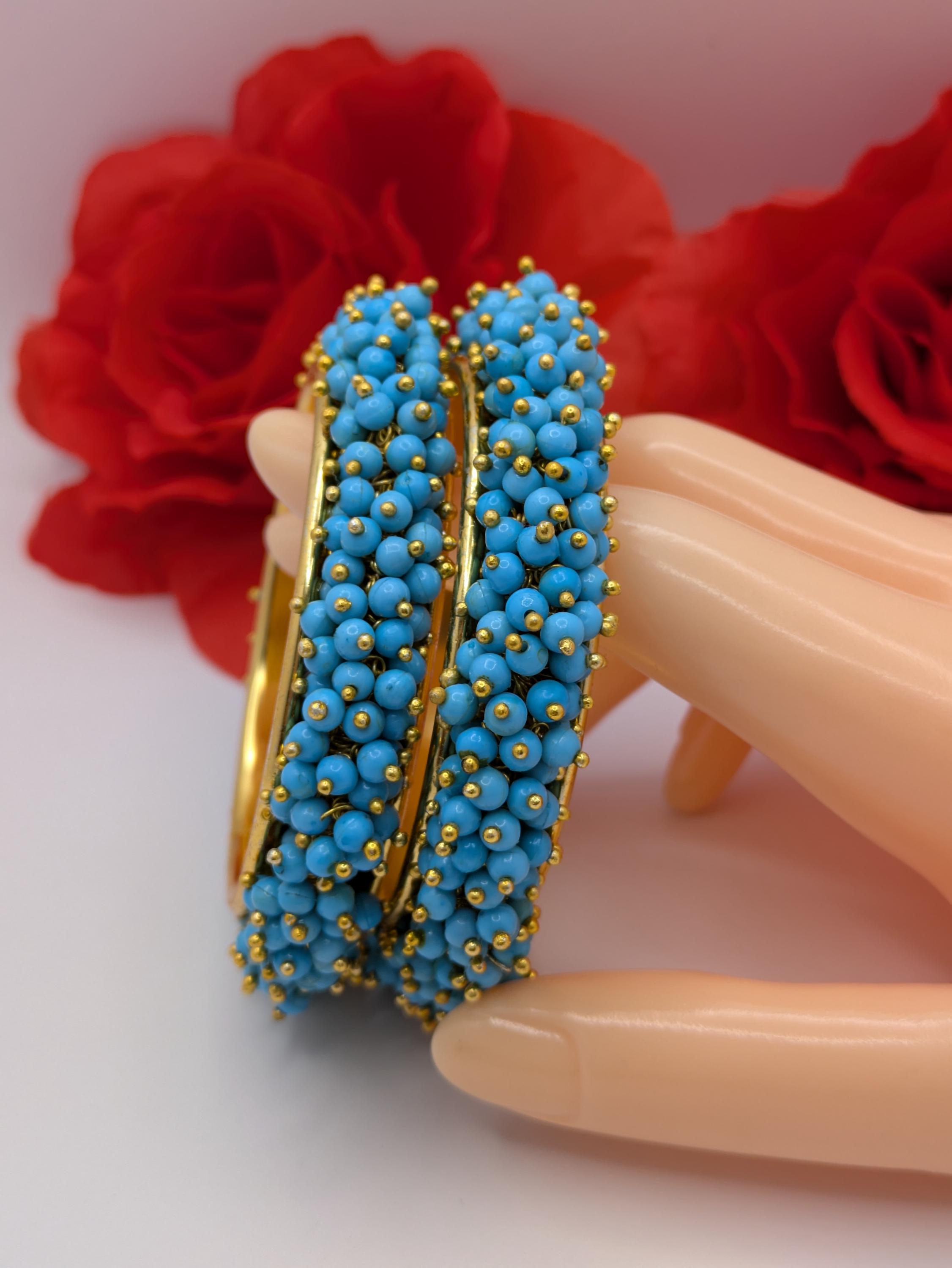 Turquoise Beaded Bangle Bracelet, Indian Style Jewelry - Etsy