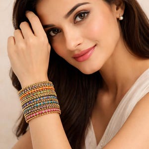 Set di bracciali rustici in oro, bracciali in filo di Bollywood, gioielli indiani