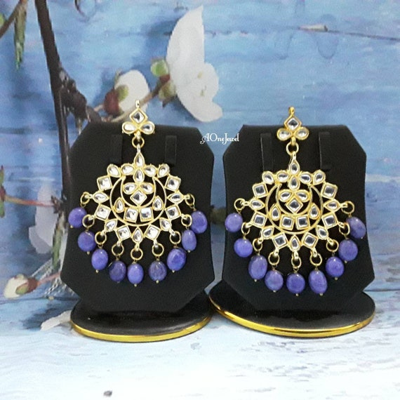 Kundan Pearl Gold Plated Indian Jewelry Set, Ethnic Wedding
