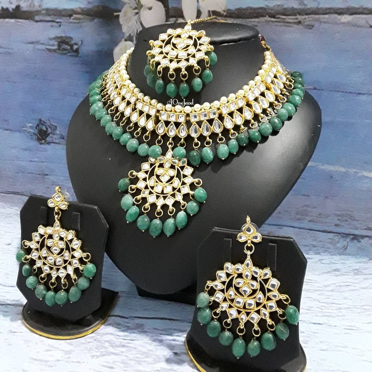 Indian Jewelry/Vintage Planeイーグルスプーン PD Kundan Pearl Indian Jewelry Set, Gold Plated Wedding Necklace