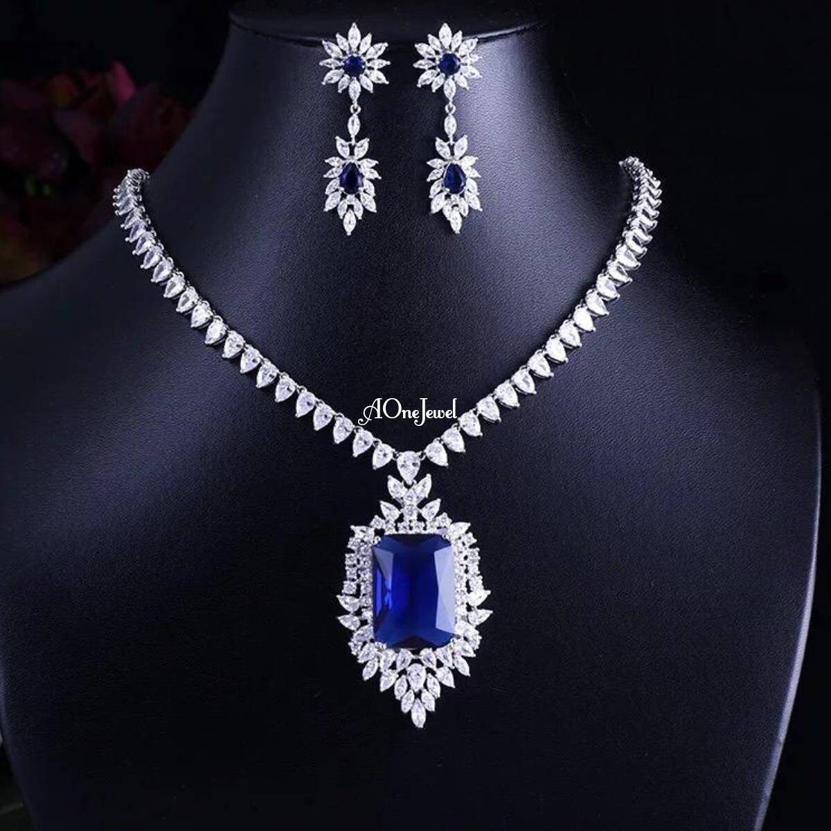 Indian Bridal Cubic Zirconia Statement Necklace Jewellery Set - Etsy UK