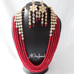 Indian wedding bridal jewellery set long necklace earrings set gold plated jewellery set ethnic kundan necklace pakistani designer set