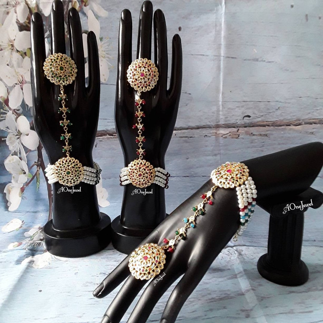 Buy Jalaja Lotus Bud Ring Handchain Bracelet | Tarinika - Tarinika India