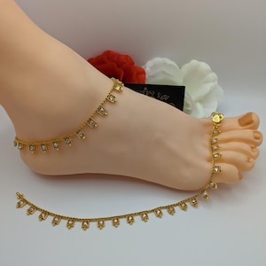 Indian Kundan Anklets , Gold Anklets, Ghanjar, Bridal Anklets, Payal, Pakistani Anklets, Wedding Anklets, Pazaib, Sangeet Jewellery