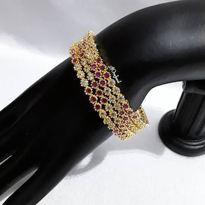 Indian 22K Gold Plated AD CZ 4pc Bangles, Indian Jewelry, Pakistani Jewelry, Bangles, Bracelet, American  Diamond Bangles, Kada