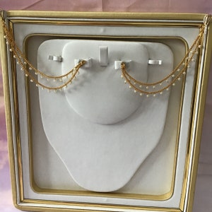Sahara For Earrings, 2 Line Gold Pearl Ear Chain, Ear Support, Detachable Ear Chain, Traditional Jewelry, Pearl Kaan Chain, Diwali Gift