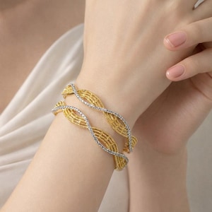 22K Gold Plated CZ Bangles, Indian Bridal Wedding Jewelry Set (Size 2.8)