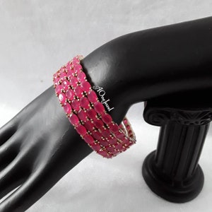 Indian 22K Gold Plated Ruby Pink AD CZ 4pcs Bangles Indian Jewelry, Pakistani Jewelry, Bangles, Bracelet, American  Diamond Bangles
