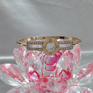 Indische ethnische 1 Stück zu öffnende vergoldete Diamanté-Armreifen, indischer Schmuck, pakistanischer Schmuck, Armband, Kada, Manschetten-Armband
