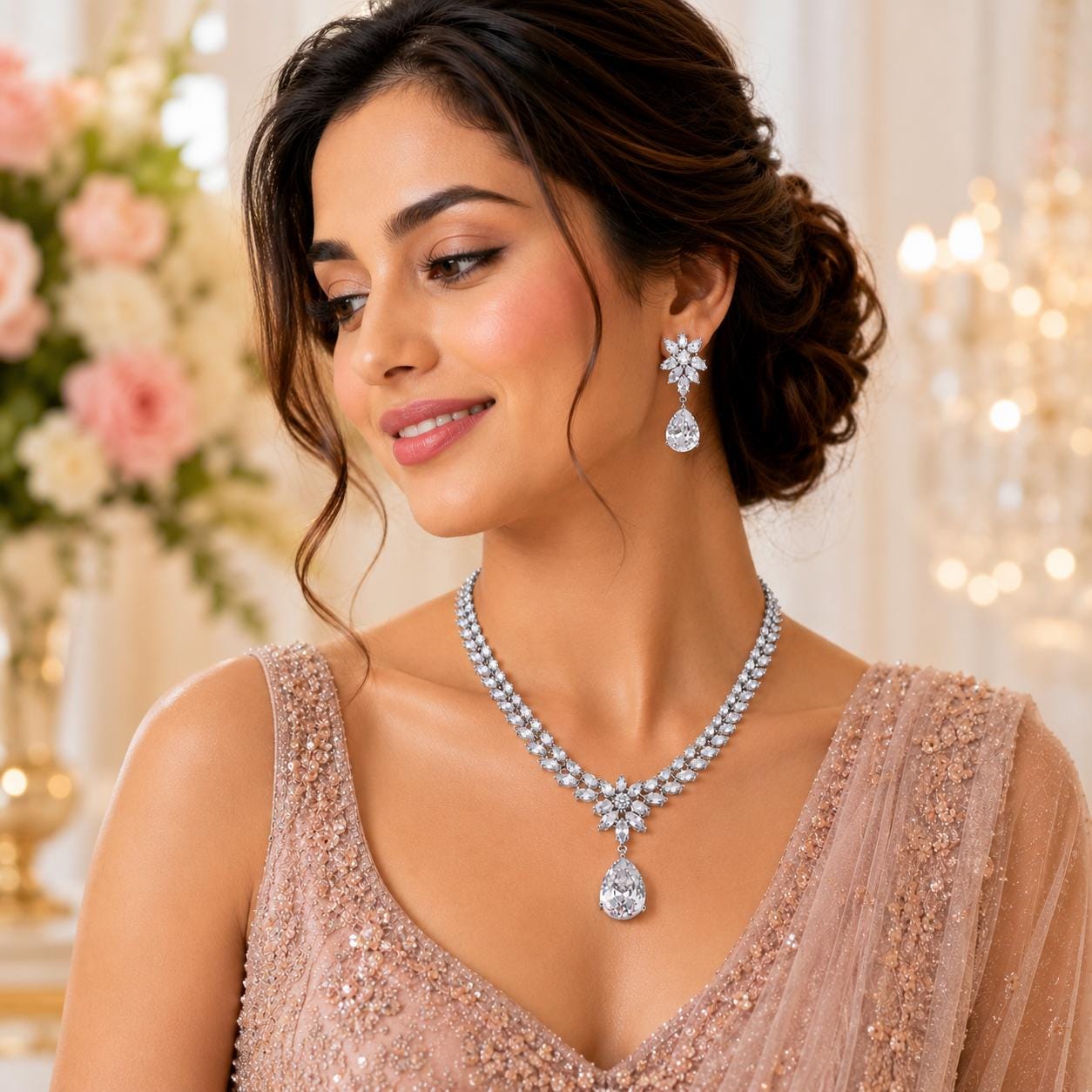 Cubic Zirconia Bridal Jewelry Set