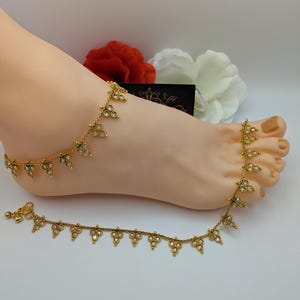 Indian Kundan Anklets , Gold Anklets, Ghanjar, Bridal Anklets, Payal, Pakistani Anklets, Wedding Anklets, Pazaib, Sangeet Jewellery