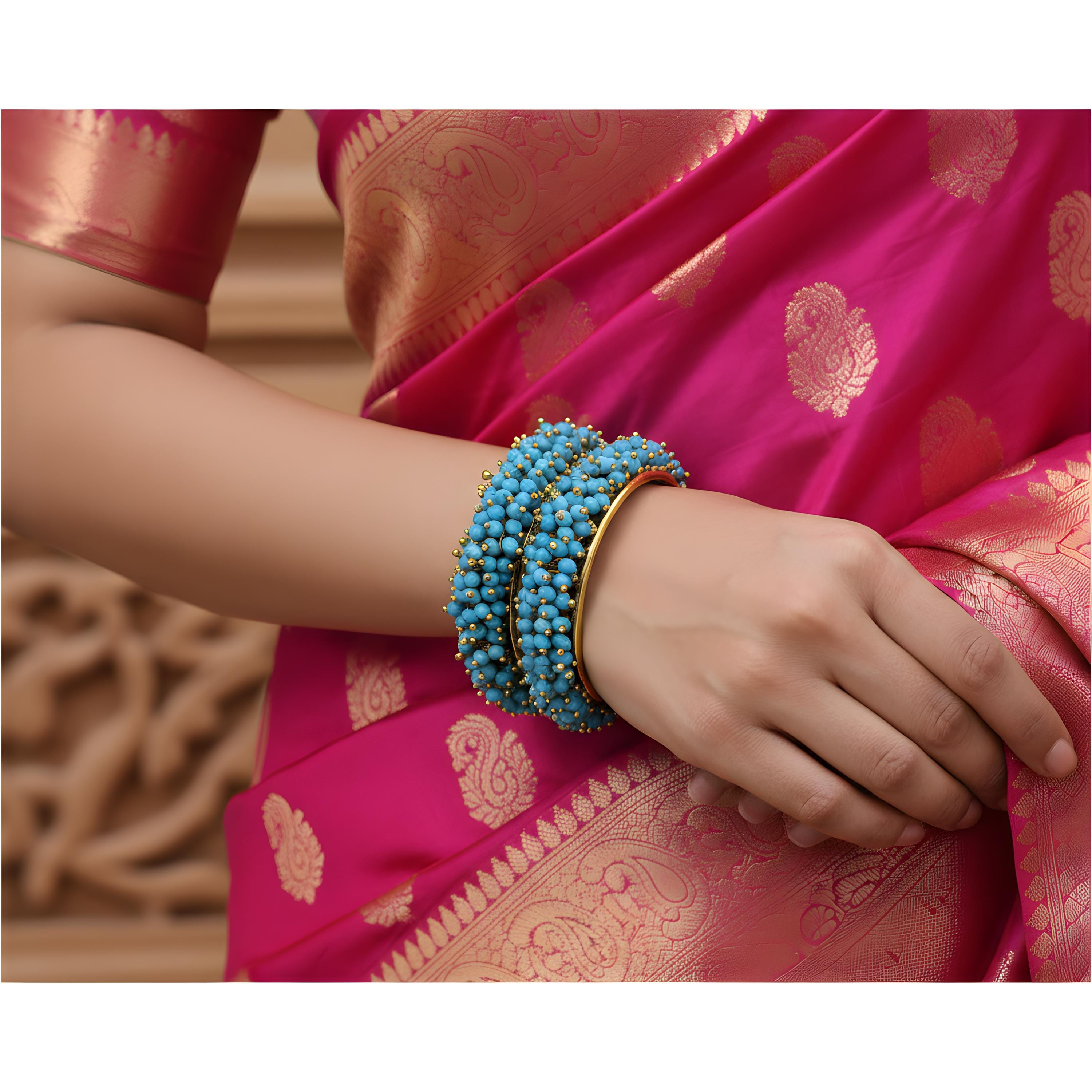 Turquoise Beaded Bangle Bracelet, Indian Style Jewelry - Etsy