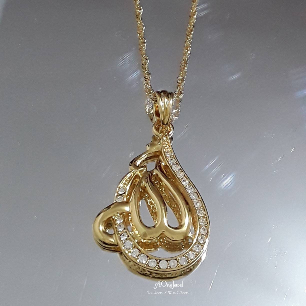 Allah Pendant Necklace Islamic Gold Plated Jewelry