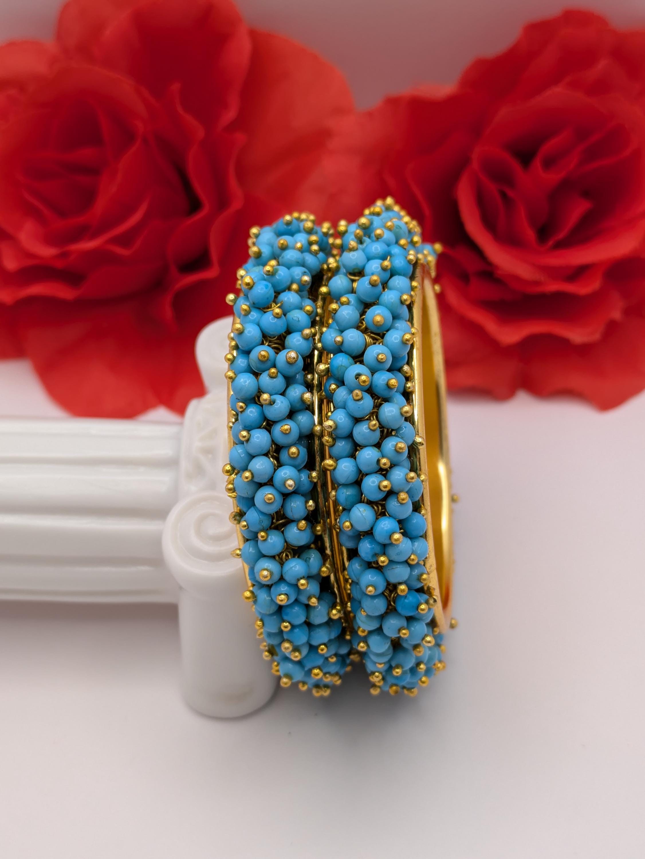 Turquoise Beaded Bangle Bracelet, Indian Style Jewelry - Etsy