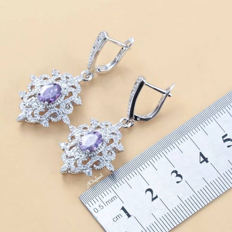 Wedding Jewelry Set Bridal Jewelry Set Silver 925 Jewellery Set Ladies 925 Sterling Silver Pendant Necklace Earrings Ring Size US 7 Set