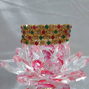 Indian Ethnic 4pcs Gold Plated Kundan Pearl Bangles, Indian Jewelry, Pakistani Jewelry, Bangles, Bracelet, Kada, Wedding Bridal Bangles