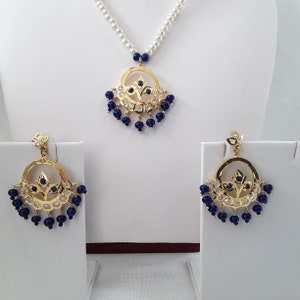 Conjunto de joyas Jadau de Hyderabadi: collar de perlas y pendientes Chandbali imagen 5