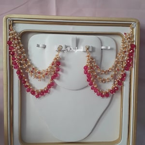 Sahara For Earrings, Gold Pearl Ear Chain, Ear Support, Detachable Ear Chain, Traditional Jewelry, Pearl Kaan Chain, Pakistani Earrings
