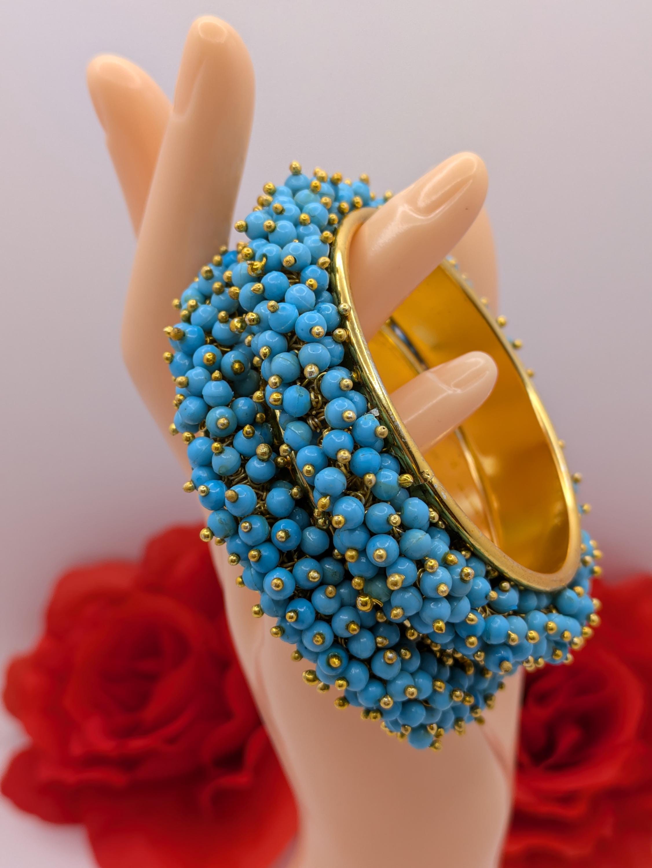 Turquoise Beaded Bangle Bracelet, Indian Style Jewelry - Etsy