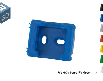 May include: A blue plastic connector with two holes. Available colours: black, blue, grey, red, yellow, green, white.