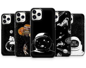 Space Phone Case, Astronaut iPhone Cover pour iPhone 13, 12, 11, Xr, Xs Max, Samsung A12, A32, A52, A72, Galaxy S20FE, S21, S10E