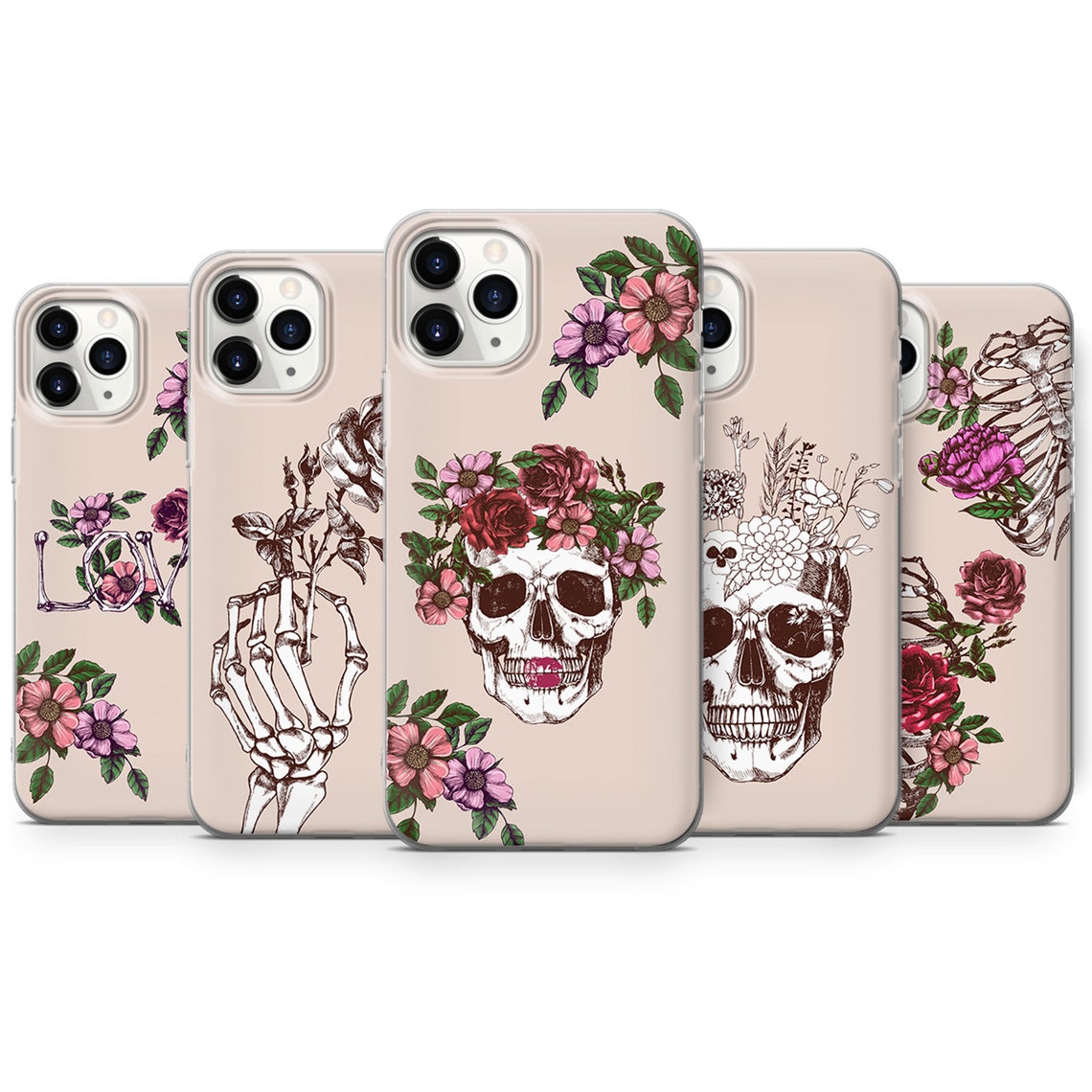 Skull Phone Case Skeleton Phone Cover for iPhone 7 8 XS Etsy