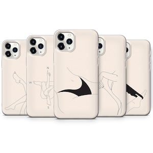 Line Art Phone Case, Naked Woman iPhone Cover for iPhone 13, 12, 11, Xr, Xs Max, Samsung A12, A32, A52, A72, Galaxy S20FE, S21, S10E