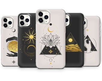 Boho Phone Case, Sacred Geometry iPhone Cover for iPhone 13, 12, 11, Xr, Xs Max, Samsung A12, A32, A52, A72, Galaxy S20FE, S21, S10E