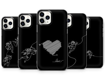 Angel Phone Case, Line Art iPhone Cover for iPhone 13, 12, 11, Xr, Xs Max, Samsung A12, A32, A52, A72, Galaxy S20FE, S21, S10E