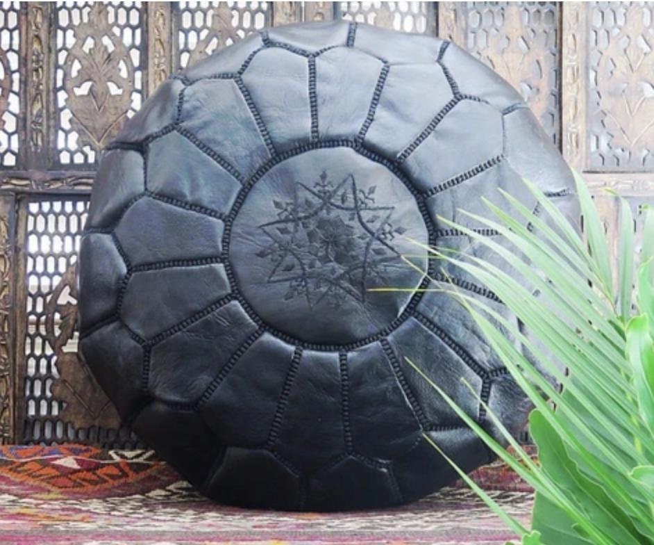 Marokkanisches Osmanisches Leder Braun Braun Pouf. Morrocan | Etsy