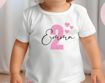 Geburtstagsshirt mit Zahl und Name | Personalisiertes Geburtstagsshirt | 1-10 Jahre | Namensshirt | Geburtstag