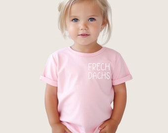 Oversize T-Shirt Frechdachs | T-Shirt mit Spruch | T-Shirt 56-134 | Motto-Shirt | Altrosa | Mädchen Shirt