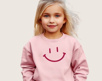 Sweatshirt Smiley | Sweatshirt mit Spruch | Größe 56-134 | Motto-Shirt | Altrosa | Mädchen Pullover