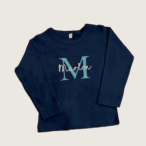 Camiseta personalizada | Camiseta con nombre | Camiseta infantil con nombre | Camiseta de manga larga con inicial y nombre | Tallas 56-134