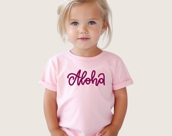 Oversize T-Shirt Aloha | T-Shirt mit Spruch | T-Shirt 56-134 | Motto-Shirt | Altrosa | Mädchen Shirt