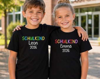 Personalisiertes T-Shirt Schulkind 2026 | Einschulung Geschenk |  Erster Schultag | Kinder T-Shirt mit Name | Kita Abschied | Schuli T-Shirt