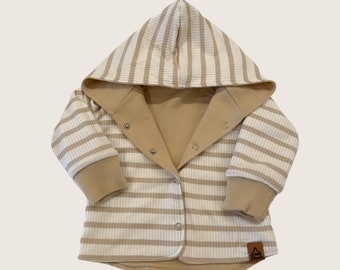 Wendejacke für Babys und Kinder | Übergangsjacke | beige/weiß-gestreift | Unisex