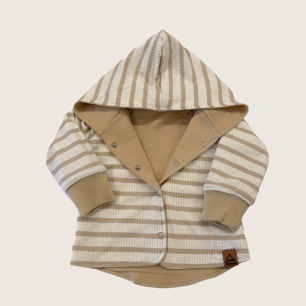 Wendejacke für Babys und Kinder | Übergangsjacke | beige/weiß-gestreift | Unisex