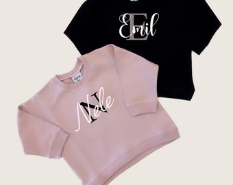 Sweatshirt for children with initial and name | Children's sweater with name | Sweatshirt with initial and name | 56-134