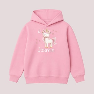 Einhorn Hoodie mit Name und Zahl | Personalisierter Geburtstags Hoodie | Hoodie mit Wunschalter und Name| Geburtstaggeschenk