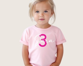 Geburtstagsshirt mit Zahl und Name | Personalisiertes Geburtstagsshirt | 1-10 Jahre | Geburtstag | Geburtstagsshirt für Mädchen
