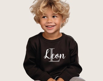 Sweatshirt for children with initial and name | Sweater personalized | Sweatshirt with name for babies | Fleece sweater with name