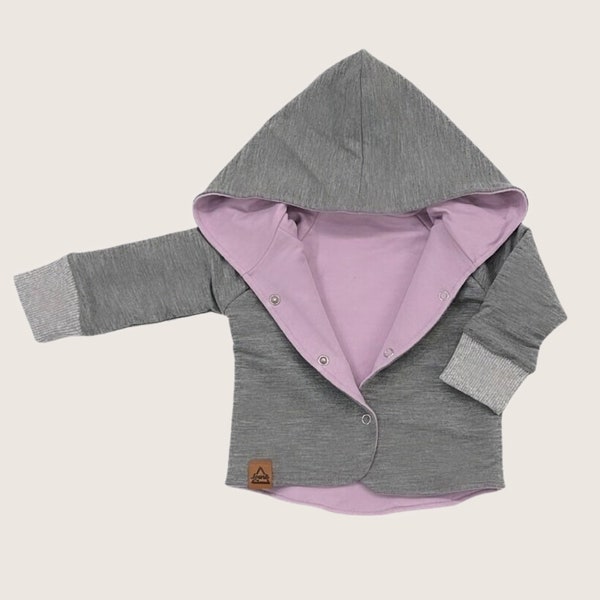 Veste réversible pour bébés et enfants | Veste mi-saison pour filles | lilas/gris clair | Veste pour enfants