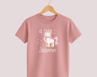 Individuelles Einhorn Geburtstagsshirt – Mit Wunschname, süßes Geschenk für kleine Einhorn-Fans - Geburtstagsgeschenk für Mädchen - Einhorn