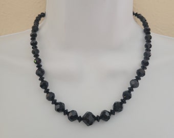 Black Faceted Bead Necklace