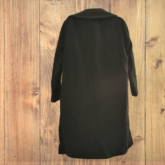 1960's Black Long Wool Coat Large - image 2