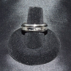 Elephant and Palm Tree Stainless Steel Spinner Ring