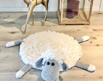 XXL Crochet Animal Sheep, Children's Room Carpet Round, Cuddly Carpet, Baby Changing Pad, XXL Cuddly Towel, Cuddly Toy, Christmas Gift